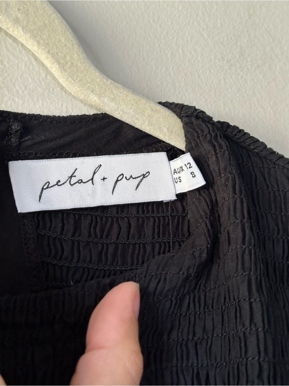Petal & Pup Naura Black Shirred Tiered Midi Dress Smocked Puff-Sleeve Size 8 - Picture 5 of 10